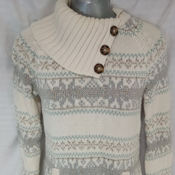 Gap Kids Size XXL 14-16 Exrta Long Knit Sweater Y2K White Silver Blue Winter - Picture 3 of 13